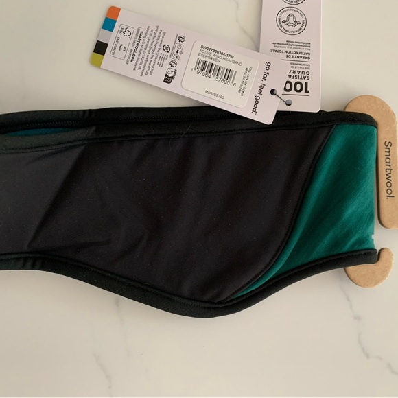 SmartWool Intraknit Fleece Headband - Merino Wool Emerald Green Black NWT - Picture 5 of 5